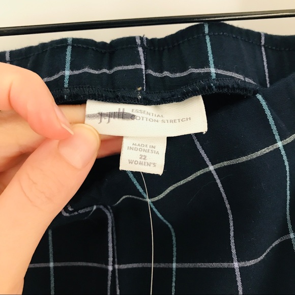 NWT J. Jill Essential Cotton Stretch Navy Plaid - Picture 6 of 10